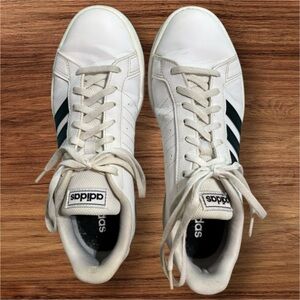 Adidas Classic White Shoes with Black Accents-size 8.5